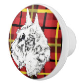 White Scottish Terrier Scotty Keramik Knopf Keramikknauf (Rechts)
