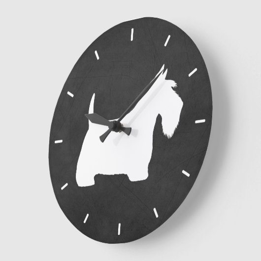 White Scottish Terrier Silhouette Große Wanduhr (Winkel)