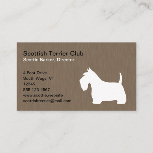 White Scottish Terrier Silhouette | Scottie Dog Bu Visitenkarte (Vorderseite)