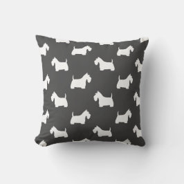 White Scottish Terrier Silhouetten Pattern Gray Kissen