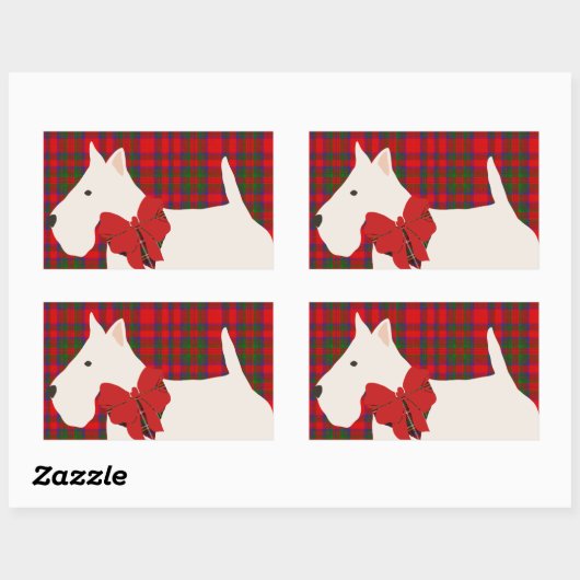 White Scottish Terrier Tartan Rechteckiger Aufkleber (Blatt)