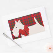 White Scottish Terrier Tartan Rechteckiger Aufkleber (Umschlag)