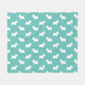 White Scottish Terriers | Scottie Dog Silhouetten Fleecedecke (Vorderseite (Horizontal))