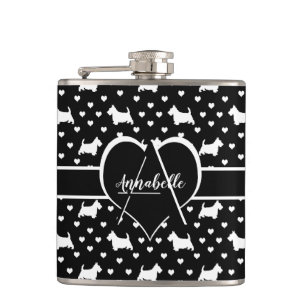 White Scottish Terriers (Scottie Dogs) - Black Flachmann