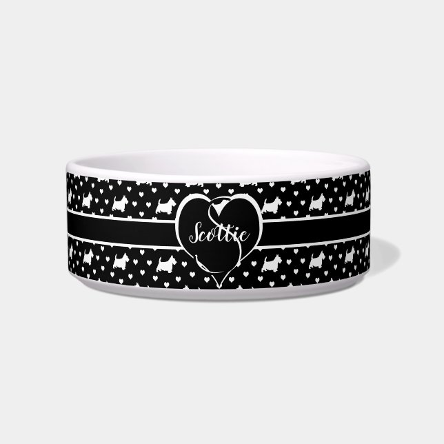 White Scottish Terriers (Scottie Dogs) - Black Napf (Vorderseite)