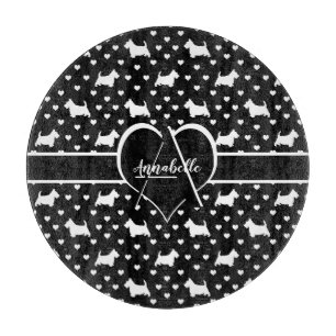 White Scottish Terriers (Scottie Dogs) - Black Schneidebrett