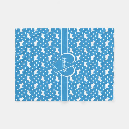 White Scottish Terriers (Scottie Dogs) Blue Fleecedecke (Vorderseite (Horizontal))