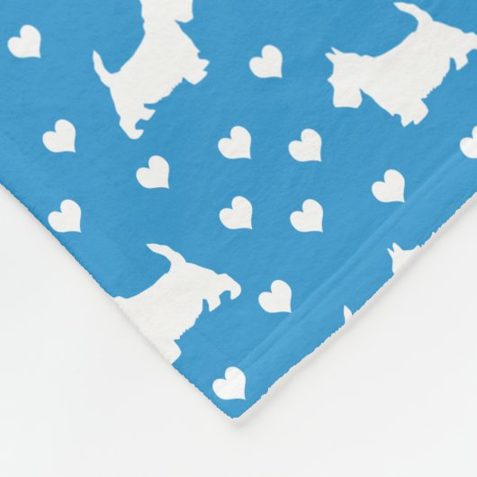 White Scottish Terriers (Scottie Dogs) Blue Fleecedecke (Ecke)