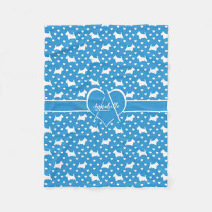 White Scottish Terriers (Scottie Dogs) Blue Fleecedecke