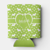 White Scottish Terriers (Scottie Dogs) Lime Green Dosenkühler (Rückseite)