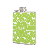 White Scottish Terriers (Scottie Dogs) Lime Green Flachmann (Links)