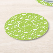 White Scottish Terriers (Scottie Dogs) Lime Green Runder Pappuntersetzer (Angewinkelt)