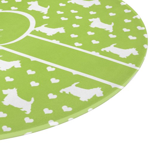 White Scottish Terriers (Scottie Dogs) Lime Green Schneidebrett (Ecke)