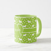 White Scottish Terriers (Scottie Dogs) Lime Green Tasse (VorderseiteRechts)