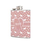 White Scottish Terriers (Scottie Dogs) - Pink Flachmann (Links)