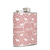 White Scottish Terriers (Scottie Dogs) - Pink Flachmann (Rechts)