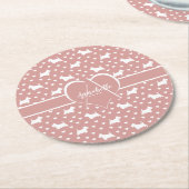 White Scottish Terriers (Scottie Dogs) - Pink Runder Pappuntersetzer (Angewinkelt)