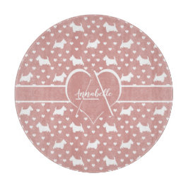 White Scottish Terriers (Scottie Dogs) - Pink Schneidebrett