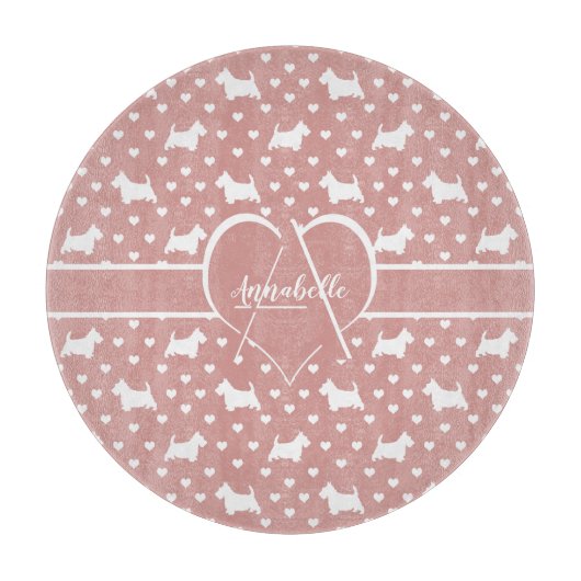 White Scottish Terriers (Scottie Dogs) - Pink Schneidebrett (Vorderseite)