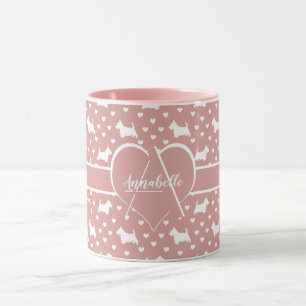 White Scottish Terriers (Scottie Dogs) - Pink Tasse