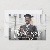 White Script Abschluss Dankeschön Karte (Vorderseite)