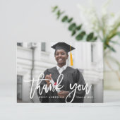 White Script Abschluss Dankeschön Karte (Stehend Vorderseite)