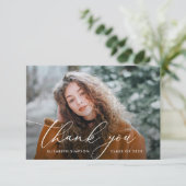 White Script Abschluss Vielen Dank, Fotokarte Dankeskarte (Stehend Vorderseite)