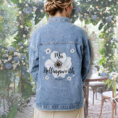 White Script Calligraphy Modern Wedding Bride Jeansjacke