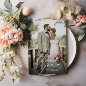 White Script Custom Foto Wedding Dankeskarte