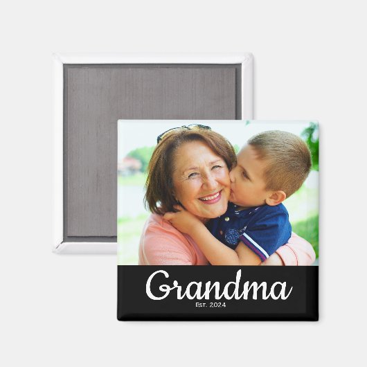 White Script Established Grandma  Magnet (Vorderseite/Rückseite)