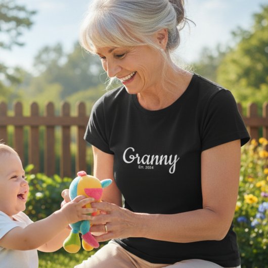 White Script Established Granny T-Shirt