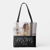 White Script Established Mom Black Customizable  Tasche (Rückseite)