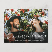 White Script Familienname Weihnachtsfeiertag Foto Feiertagspostkarte (Vorderseite)