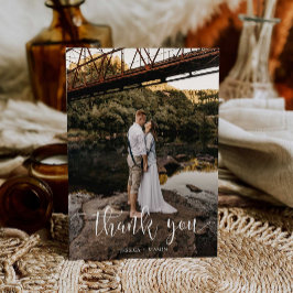 White Script Foto Hochzeit Vielen Dank Postcard Postkarte