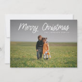White Script Full Foto Christmas Feiertagskarte (Vorderseite)