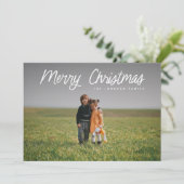 White Script Full Foto Christmas Feiertagskarte (Stehend Vorderseite)