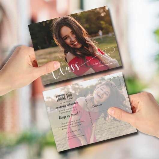 White Script GRADUATE Foto Vielen Dank Postkarte