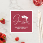 White Script Graduation Cap Maroon Serviette (Beispiel)