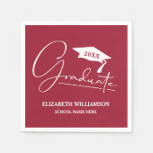 White Script Graduation Cap Maroon Serviette (Vorderseite)