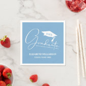 White Script Graduation Cap Powder Blue Serviette (Beispiel)