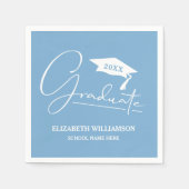 White Script Graduation Cap Powder Blue Serviette (Vorderseite)