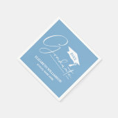 White Script Graduation Cap Powder Blue Serviette (Ecke)