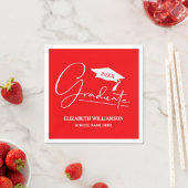 White Script Graduation Cap Red Serviette (Beispiel)