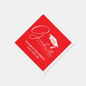 White Script Graduation Cap Red Serviette (Ecke)