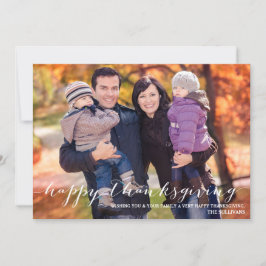 White Script Happy Thanksgiving Fotokarte Feiertagskarte