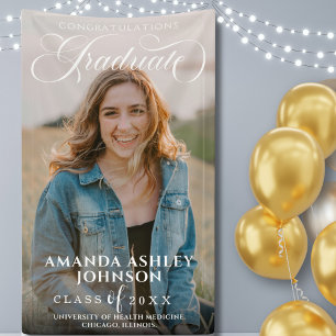 White Script Herzlichen Glückwunsch Foto Abschluss Banner