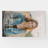 White Script Herzlichen Glückwunsch Foto Abschluss Banner (Horizontal)