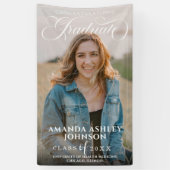 White Script Herzlichen Glückwunsch Foto Abschluss Banner (Vertikal)