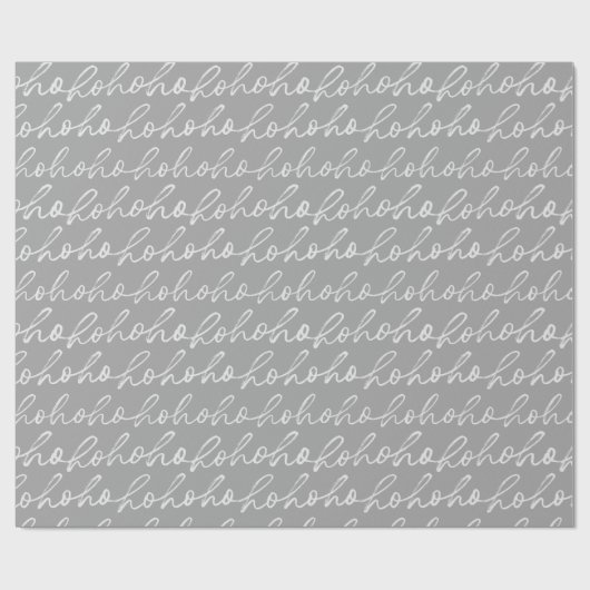 White Script Ho Ho Ho Silver Weihnachten Geschenkpapier (Flach)