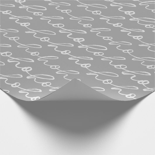 White Script Ho Ho Ho Silver Weihnachten Geschenkpapier (Ecke)